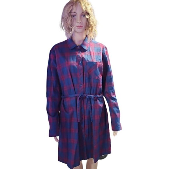 BC Clothing Woman's Tunic  Dress Blue & red Plaid M NWT - Picture 1 of 6